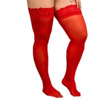 Plus Big Size Oversized Women'S Lace Silk Stockings Black Red Sexy Over Knee Thigh High Sheer Christmas Long Socks Anti-Slip 3Xl 40-100kg(80-220 Lbs)