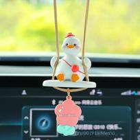 Anime Duck Car Rearview Mirror Accessory Cute Swinging Pendant Auto Ornament for Girls Decorative Interior Decor A1