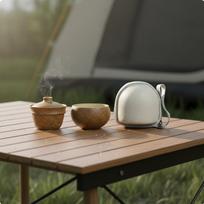 Portable Tea Set Lightweight Travel Stackable Design Teapot with Cup for Journeyers, Original Pv Bag