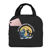 Retro Style Fishing Print Lunch Bags Insulated Bento Box Lunch Tote Leakproof Picnic Bags Thermal Bag for Woman Girl School One Size
