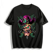 Dark Style Snake Pattern Pirate Print Trendy Cool T-Shirt Pure Cotton T-shirt S įvairiaspalvis