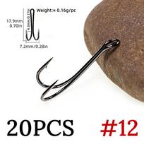 20PCS #6-#12 Salmon Double Fly Hooks High Carbon Steel Black Nickel Sharp Barb Streamer Wet Flies Trout Steelhead Fishing Lures