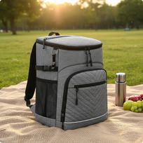 Insulated Backpack Chiller Large Capacity Picnic Bag Quilted Design Thermal Lunch pilka spalva