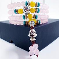 Crystal bracelet women's Nanhong agate obsidian Buddha bead bracelet blue sandstone powder crystal couple jewelry