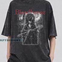 Bloodborne Graphic Tee, Gothic Dark Fantasy Hunter Shirt, Oversized Gamer Streetwear 2XL