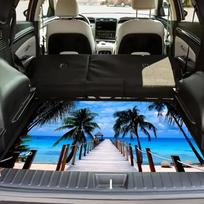 1pc Tropical Coconut Palm Beach Car Trunk Mat 100x75cm, Durable Tailgate Liner 75*100cm