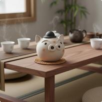 Pig Head Teapot HeatResistant Grip Cute Design
