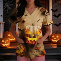 Women's Halloween Costume Dress V-Neck Short Sleeve Side Slit Loose Fit XL chaki