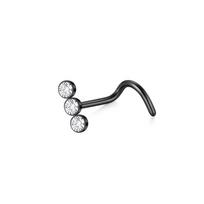 Geometric Zircon Nose Screw Studs Stainless Steel  Punk   Women juoda