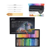 Mungyo Galerija Minkštos aliejinės pastelės su pasteliniu laikikliu, kelmai Tortillon, švitrinis popierius, piešimo medžiagų rinkinys 36 Colors bundle black