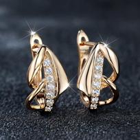 Small White Zircon Stone Clip Earrings for Women Charm Gold Color Luxury Wedding Jewelry AVE