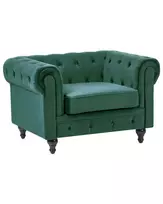 Fotelė CHESTERFIELD veliūrinė, smaragdinė