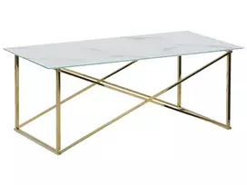 Kavos staliukas EMPORIA grūdintas stiklas marmuras/auksinis