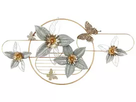 Sieninė dekoracija TANTALUM gėlė, metalinė, 59 cm, auksinė