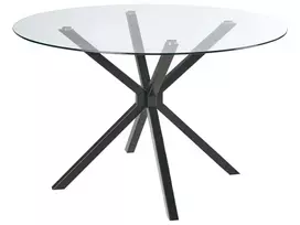 Valgomojo stalas MESTON, juodas, 120 cm, grūdintas stiklas