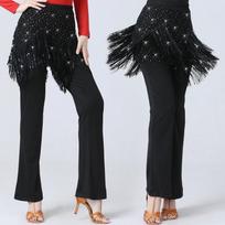 Women Line Dance Samba Latin Sexy Tassel Pants Sequined Women's Salsa Dance Square Gitba Dance Clothing Glittery Pants S juoda