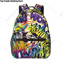 Komiksų kolekcija Grafiti Pop Art spaudinys Kelioninis kuprinė Unisex Didelės talpos nešiojamojo kompiuterio kuprinės Mokyklinė kuprinė paaugliams one size