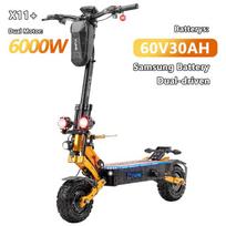 YUME X11 + Elektrinis paspirtukas 6000W 60V 27Ah/30Ah baterija dvigubas variklis 11 colių ratai 90KM maksimalus nuvažiuojamas atstumas 150KG greitis 6000W-60V30AH Samsung