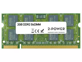 2-Power 2GB DDR2 667MHz SoDIMM atmintis, 2GB, 1 x 2GB, DDR2, 667 MHz, 204 kontaktų SO-DIMM, žalia