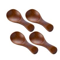 4Pcs Mini Wooden Spoons Small Kitchen Spice Condiment Spoon Sugar Tea Coffee Scoop Short Handle Wood Kids Spoon Kitchen Gadgets