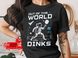 Astronaut Pickleball Shirt Comfort Colors Unisex Space Sports Graphic Tee S