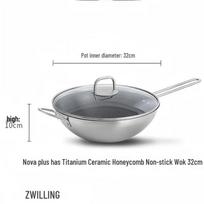 ZWILLING 32cm Titanium Ceramic Honeycomb Non-stick Wok
