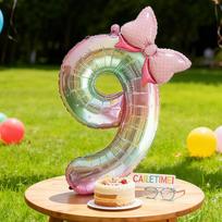 Shicai Rainbow Number Balloon Bowknot Birthday Gift for Boys and Girls First Birthday Scene Decoration Photo Prop 9