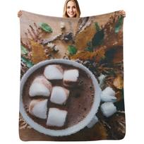 Hot Chocolate Throw Blanket Ultra Soft Flannel Fleece Blanket for All Seasons Size: 75*100cm, Weight: 230 GSM