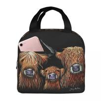 Scottish Highland Cows Lunch Bags Insulated Bento Box Portable Lunch Tote Resuable Picnic Bags Cooler Thermal Bag for WomanWork One Size