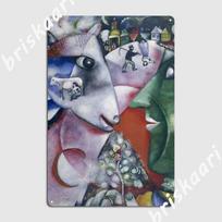 Marc Chagall Aš ir kaimas Metalinė lentelė Sukurkite sieninę lentelę Klubas Baras Klubas Skardinė lentelė Plakatas 20X30CM
