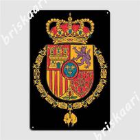 Coat Of Arms King Of Spain Monarchy Metal Signs pub Mural Vintage Wall Decor Tin sign Posters 20X30CM