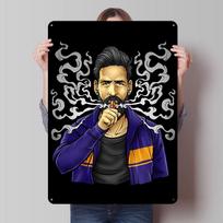 Cloud Chaser Vaping Beard Tinplate Posters Customizable Wall Art Retro Vintage Metal Signs for Home Room Garage Decoration Cozy 20X30CM