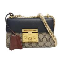 [Pre-Owned] Padlock Moonlight Treasure Box Series Metal Lock Logo Canvas And Leather Crossbody Bag Small - Good #1XO89SZ ONE SIZE black