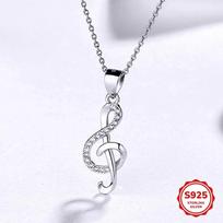 S925 pure silver high pitched score necklace for women with diamond studded music symbols, artistic collarbone chain, niche design accessories 925 silver