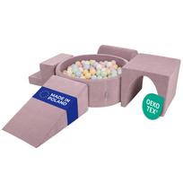 KiddyMoon Piankowy Plac Zabaw z Kulkami, Zdejmowany Pokrowiec, Pastelowe Kolory, 200 Piłek Bällebad (200 Bälle) + Version 3