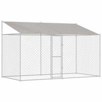 vidaXL Cage pour chien avec toit Argenté 400 x 200 x 256 cm
