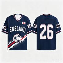 Y2K Retro England Football Jersey #26 Number Print T-shirt Oversized Street Sport Tee England Soccer Top For Fans Kids Adults 110