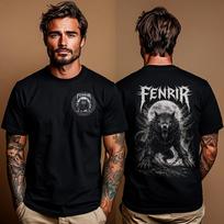 Fenrir Viking Wolf Shirt: Norse Mythology T-Shirt | Ragnarok Wolf Back Print Unisex Tee | Pagan Viking Fenrir Graphic | Metalhead Apparel XL