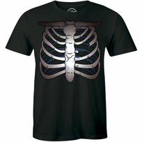 Broken Rib Cage Chest Bone Men's T shirt Skeleton Halloween Xray Party Costume L