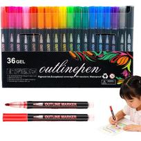 Dreamy Sparkle Dual-Line Contour Pen Set with Metallic Outline, Double Line Outline Art Pen, Quick-Dry Ink for Drawing, Coloring & DIY Crafts