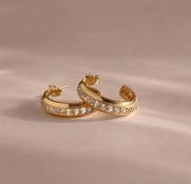 Halo Hoops, Gold Gemstone Hoop Earrings - Emerald Pink Sapphire Turquoise Blue Sapphire Zircon, Everyday Luxury Gift Her balta