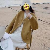 New Double-sided Wool Coat Short Korean Style Simple Loose Casual Woolen Coat S