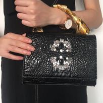 Women Loved Crystal Tote Bag Elegant Fashion Lady Shoulder Handbag Tote Purse Crocodile Bag chaki
