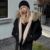 Autumn Winter Women's Jackets Fur Collar Parkas Coat Vintage Thicken Fleece Warm Jackets Harajuku Hip Hop Padded Jackets Outwear XL juoda