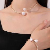 Fashion Diamond Inlaid Water Droplet Necklace Bracelet Two-piece Set One Size auksas