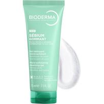 Bioderma Sebium Gel Exfoliant, 75 ml, Gentle Exfoliating Scrub for Oily & Combination Skin, Unclogs Pores, Oil Control