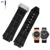 26*19mm Tikros karvės odos guminė laikrodžio apyrankė HUBLOT Classic Fusion Universe Big Bang serijai Vyriškas dirželis Laikrodžio apyrankė drugelio sagtimi 26X19mm no clasp