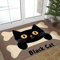 Cute Black Cat Printed Carpet Carpet Indoor Outdoor Entrance Mat Suitable Living Room Bedroom Office Balcony Kitchen Pet Dog Mat 40cm x 60cm black