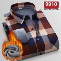 Men's Fleece-Lined Plaid Warm Shirt - Plus Size Casual Business Winterwear XL (120-135 lbs)