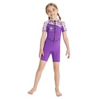 Kids 2.5mm Neoprene Wetsuit Short Sleeve Full Body Diving Suit Snorkeling Surfing Swimming Winter Summer Use Small violetinė